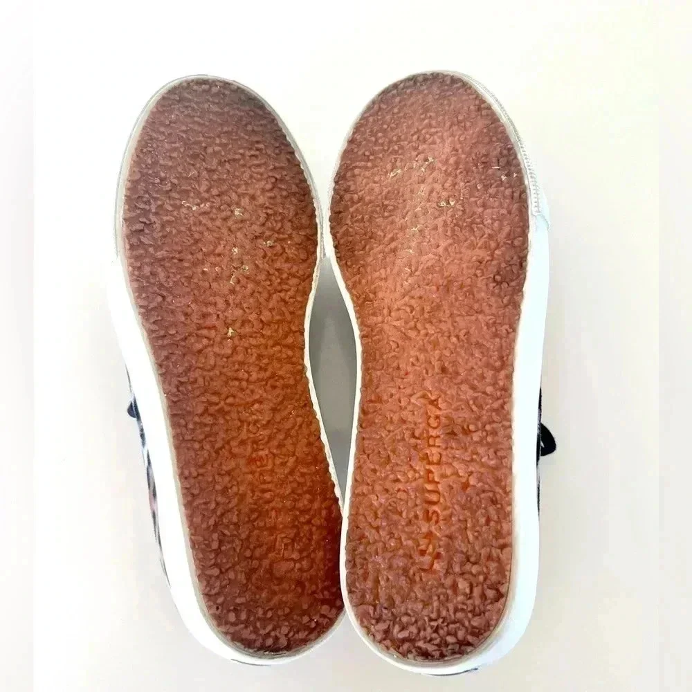 Superga Velvet Leopard Print Chunky Platform Lace-Up Sneakers Size‎ 39.5